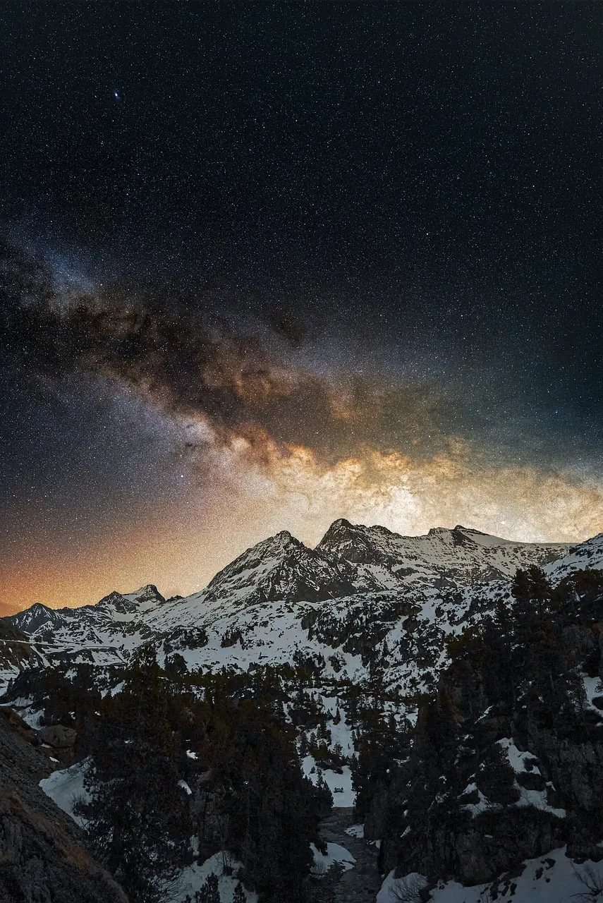 Breathtaking Milky Way Over Majestic Snowy Mountains