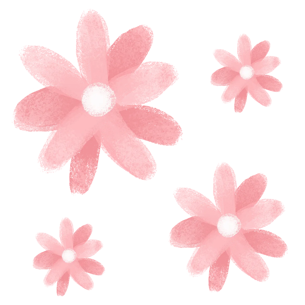 Charming Pink Blooms: Elegant Hand-Drawn Floral Delight