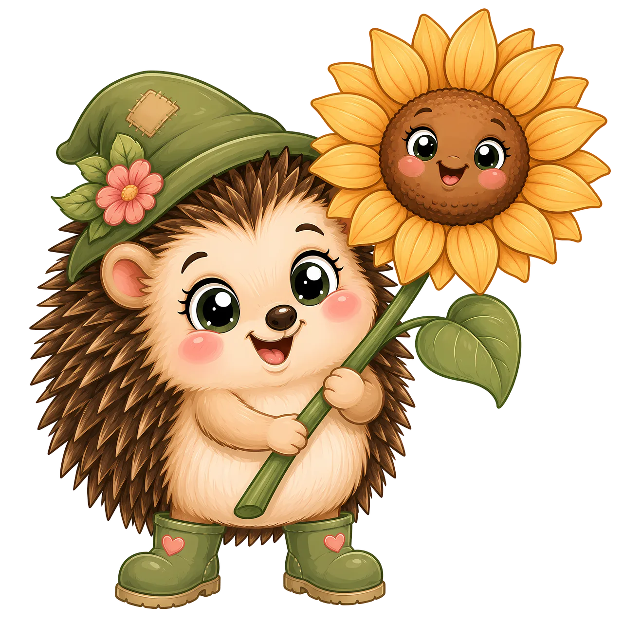 Charming Hedgehog with Sunflower Hat: Adorable Autumn Friend