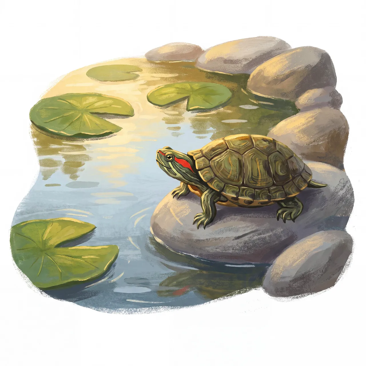 Charming Red-Eared Slider Basking Peacefully on a Rock