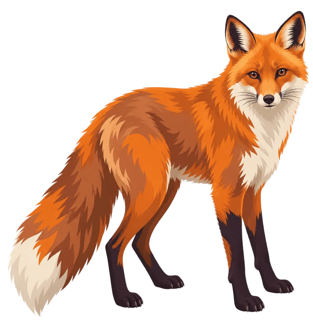 Vibrant Red Fox: Majestic Forest Predator Illustration