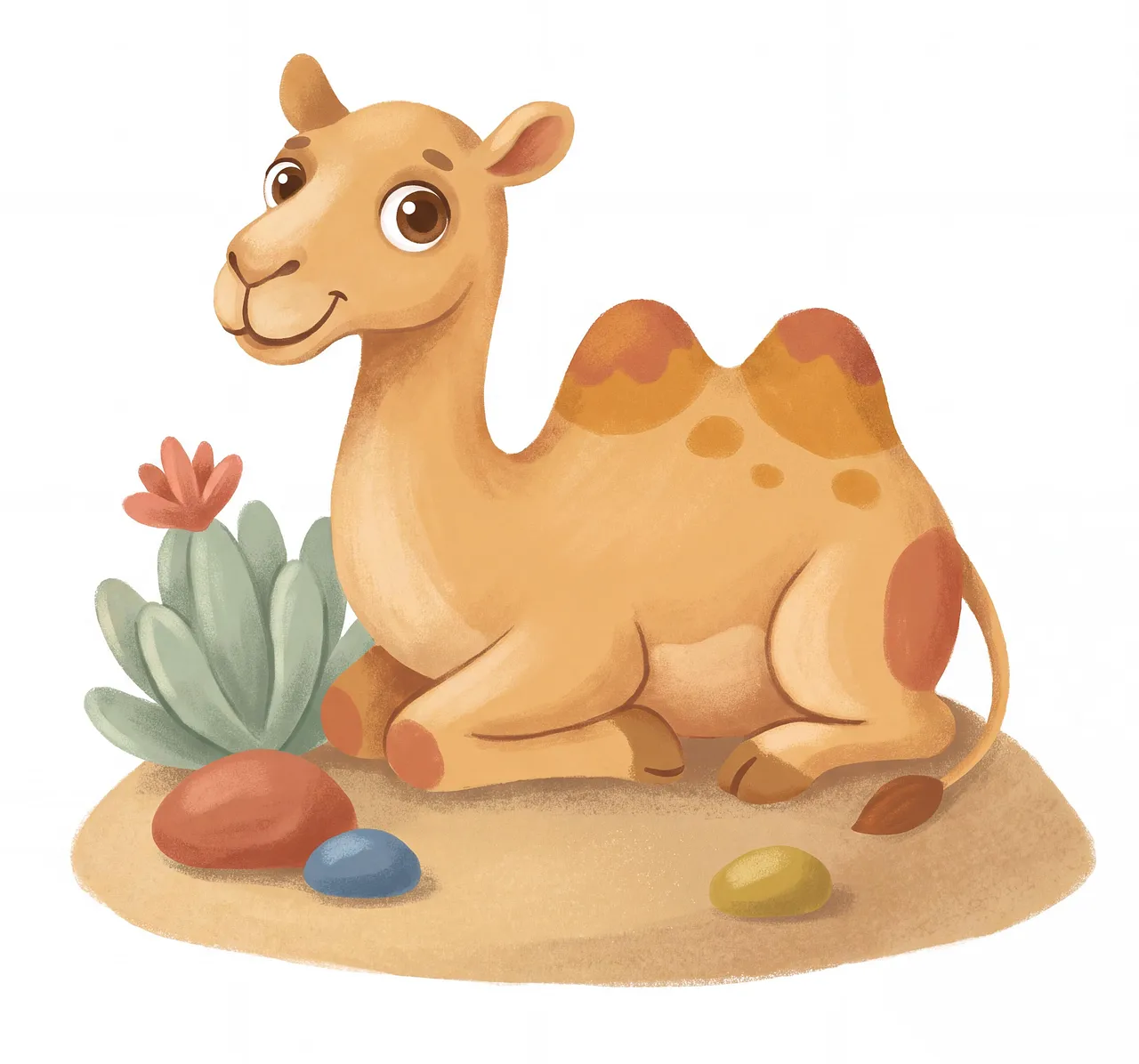 Charming Desert Companion: A Cute Cartoon Camel