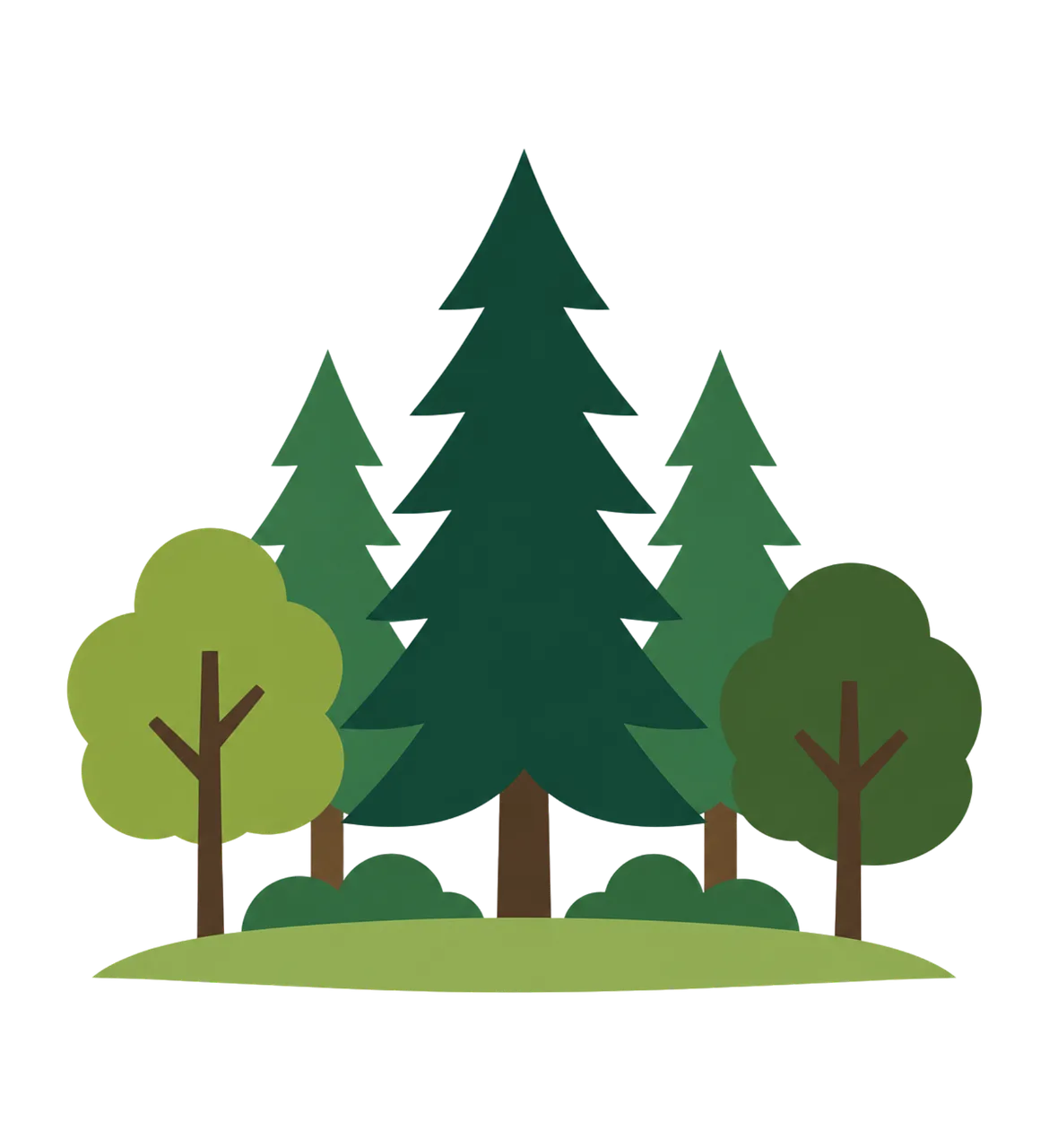 Vibrant Forest Illustration: Peaceful Nature Landscape