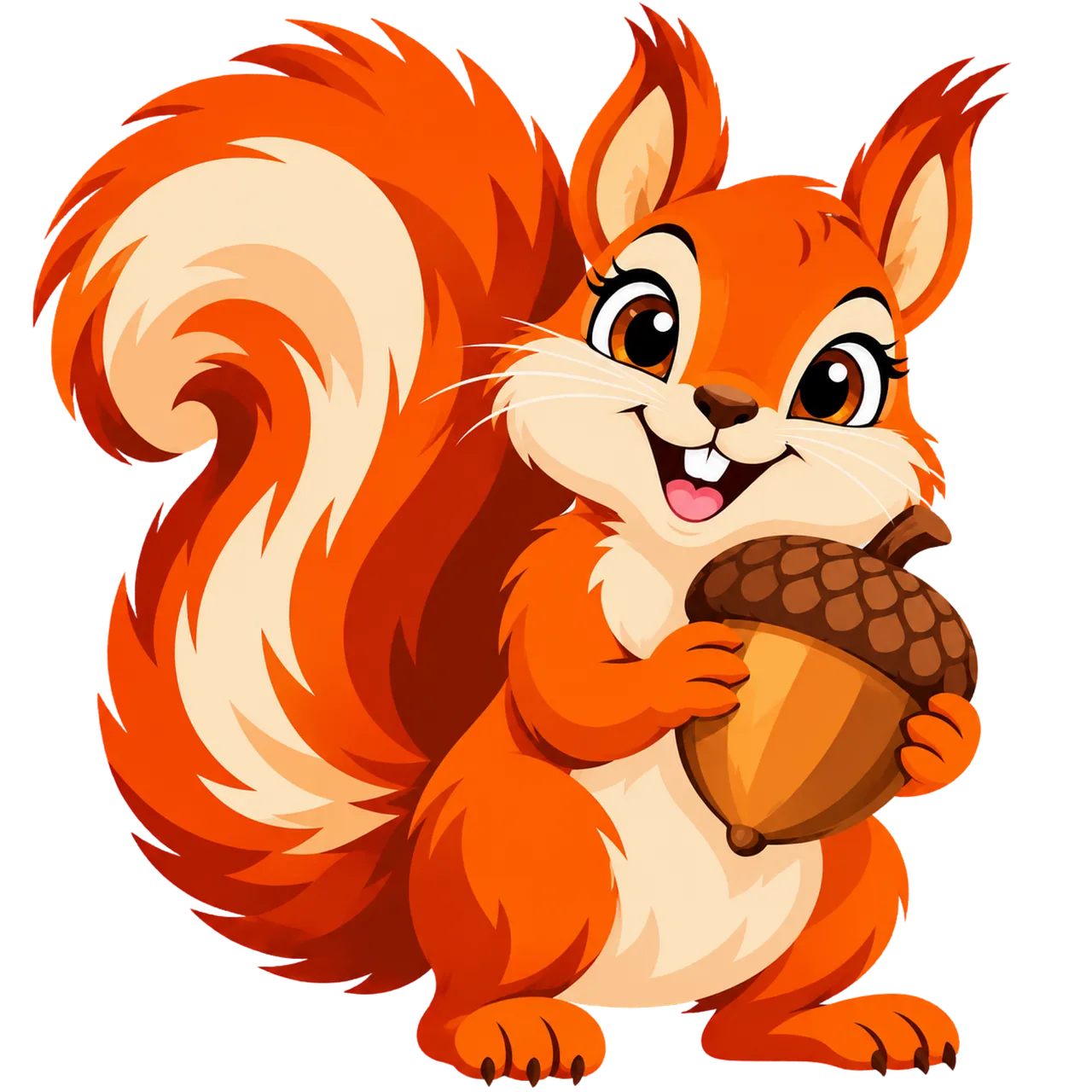 Charming Red Squirrel with Acorn: Autumn Forest Delight