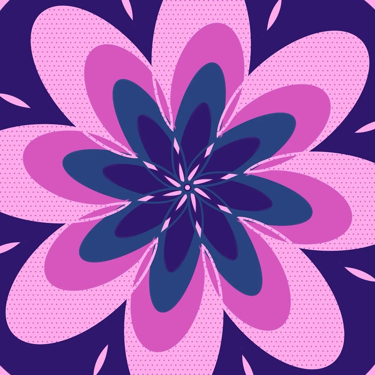 Vibrant Abstract Floral Mandala: A Harmony of Purple and Pink