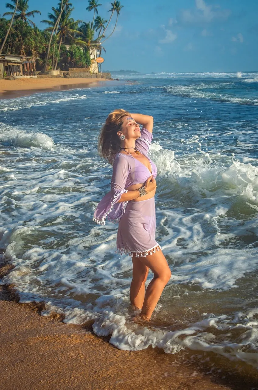 Stunning Beachside Serenity: Lavender Boho Chic by the Waves