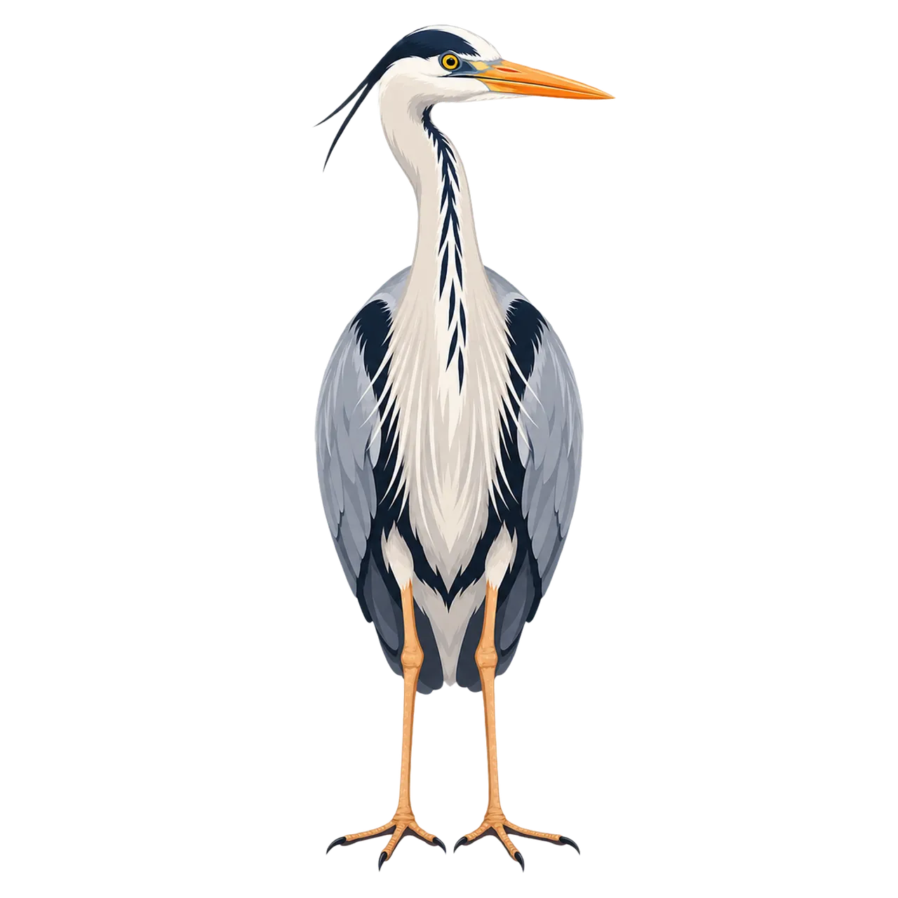 Elegant Grey Heron: Majestic Wetland Bird Illustration