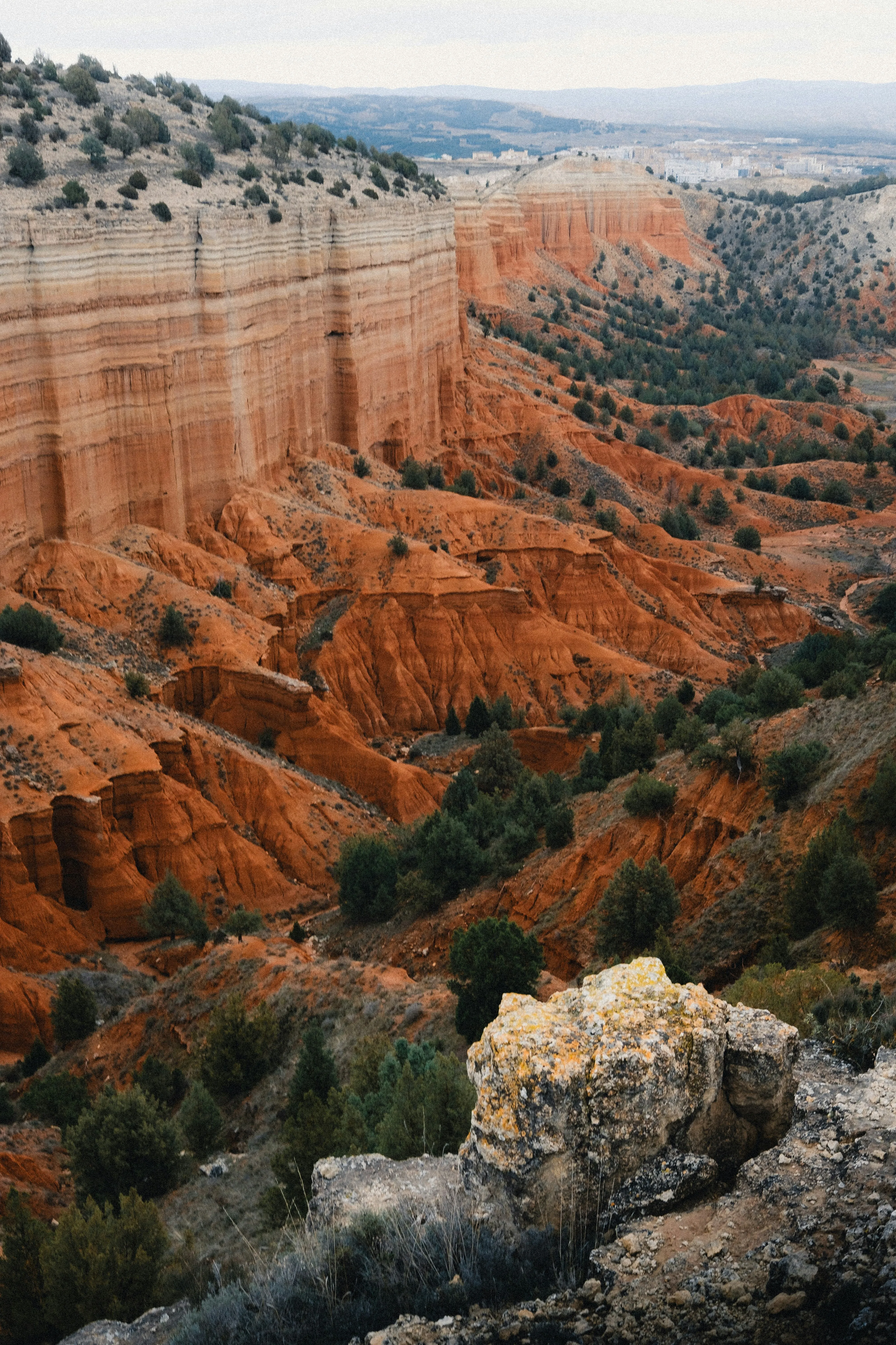 Dramatic Red Canyon Landscape with Rugged Terraces