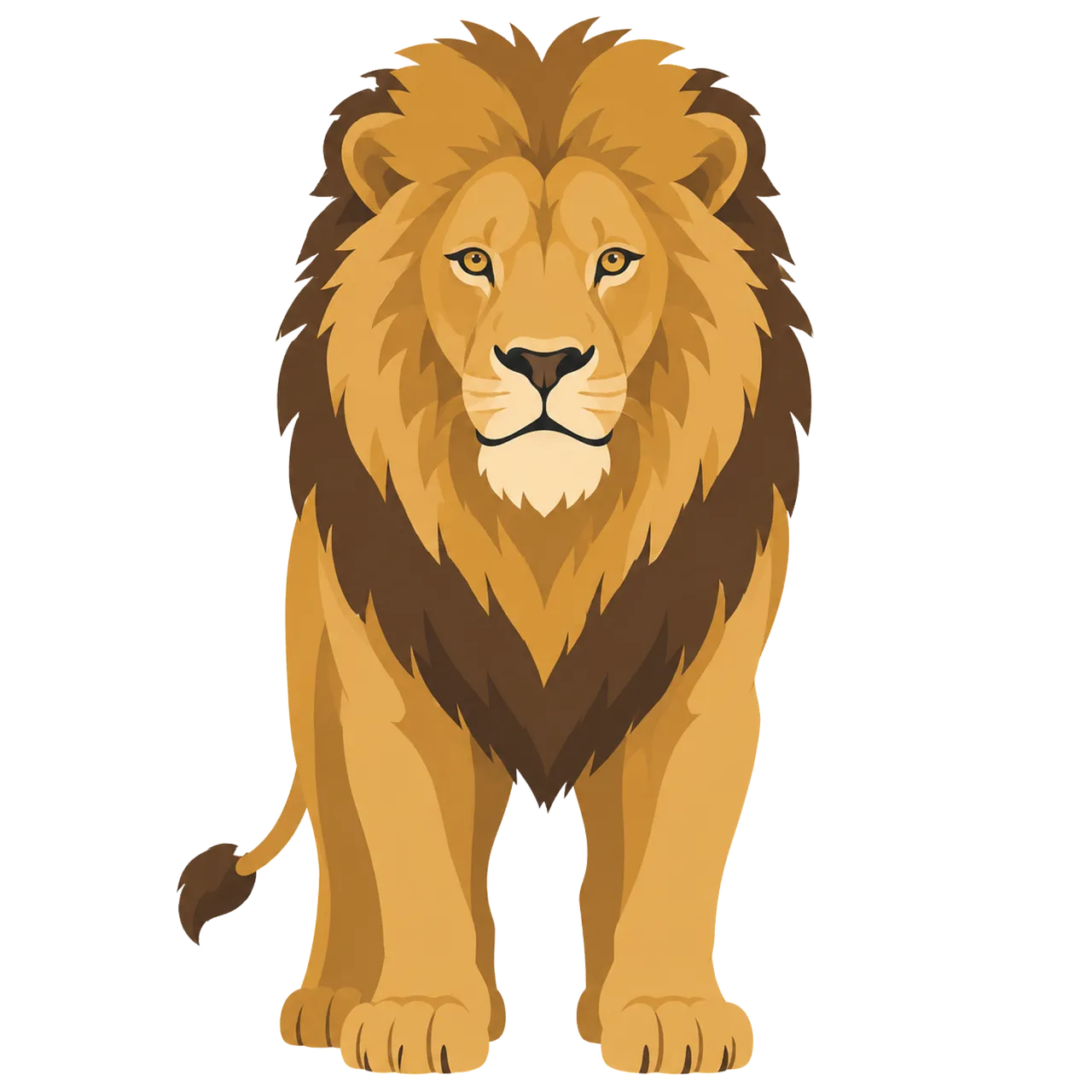 Majestic Animated Barbary Lion: Powerful Front View Mascot