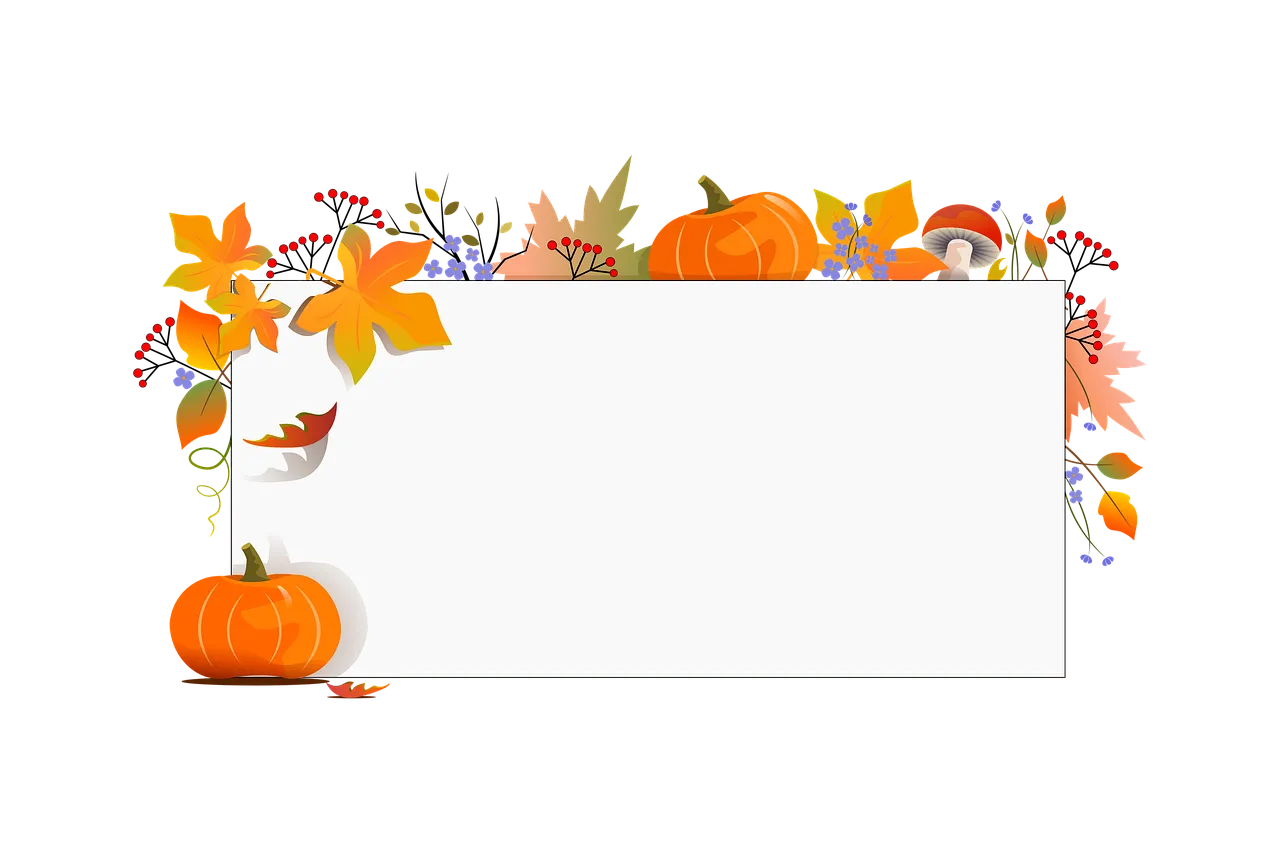 Vibrant Autumn Harvest: Pumpkin & Leaves Banner