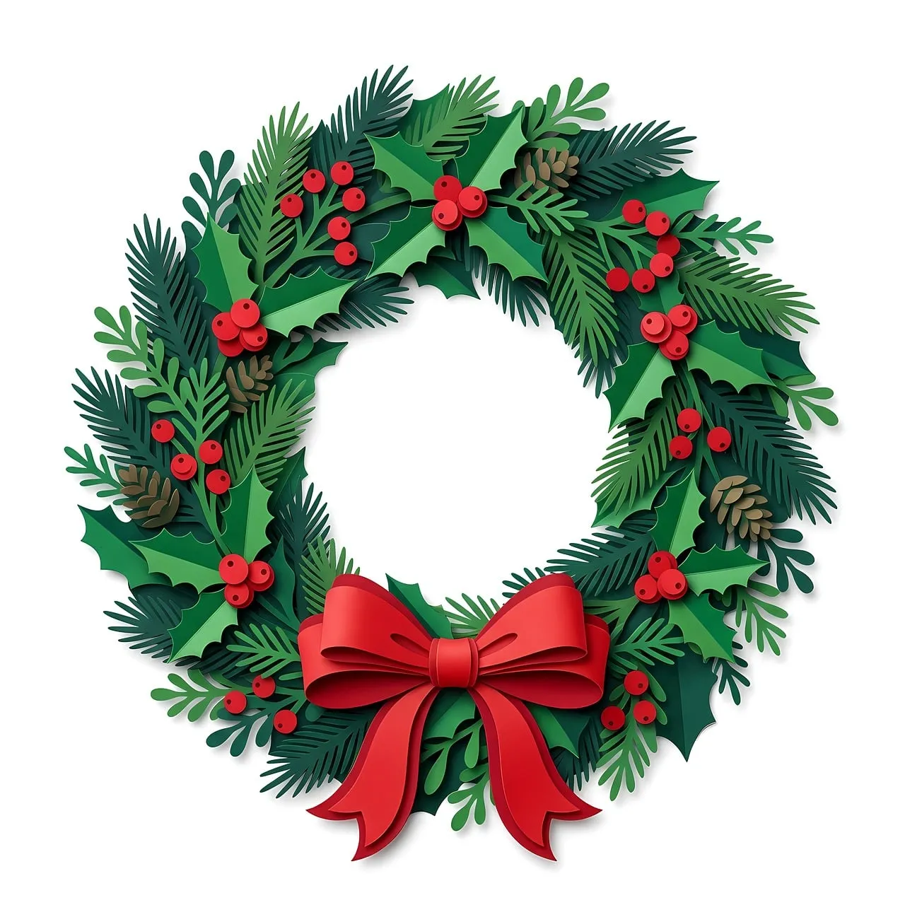 Vibrant Holiday Delight: Handcrafted Christmas Wreath Illustration
