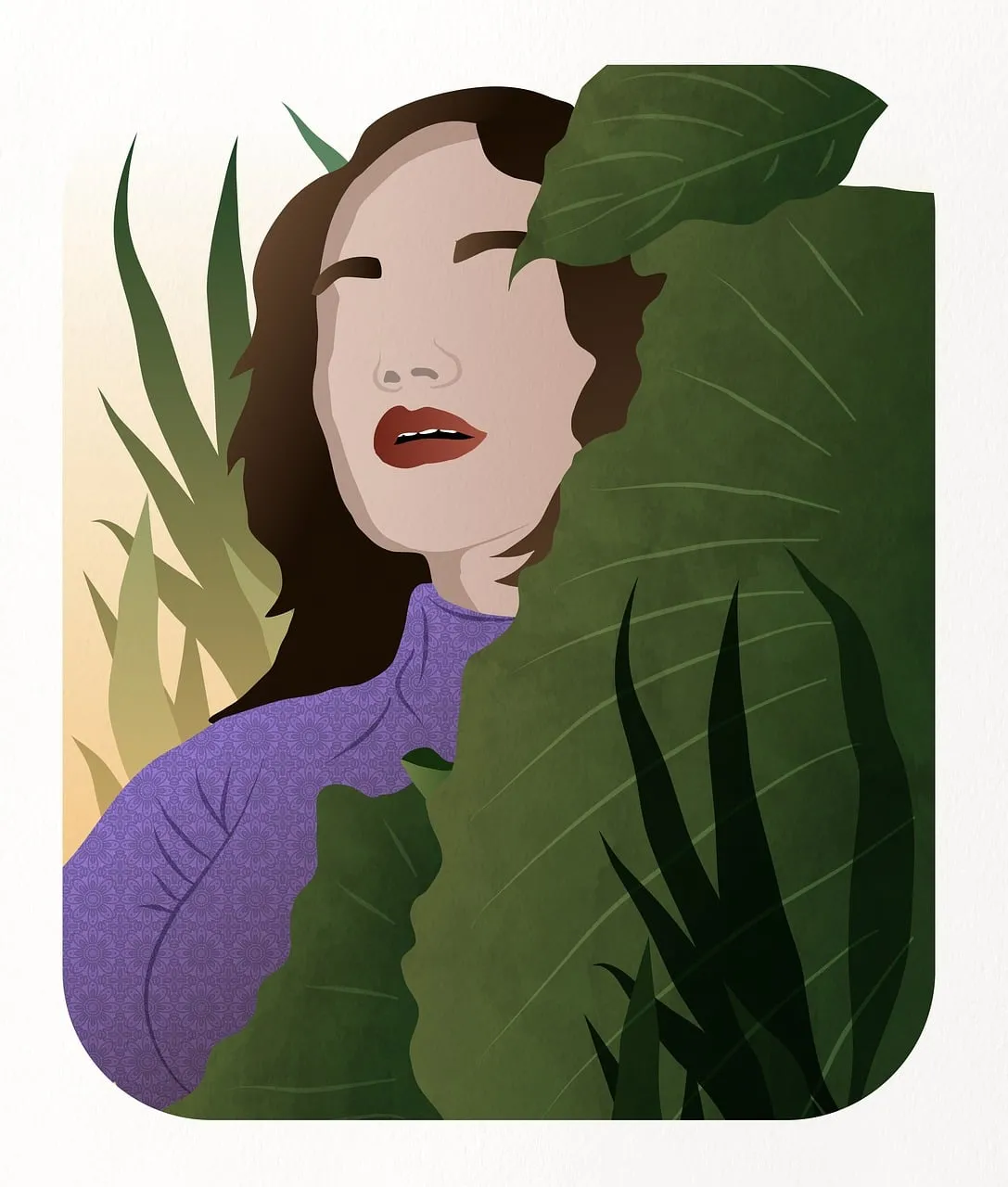 Enchanting Bohemian Woman in Lush Botanical Embrace