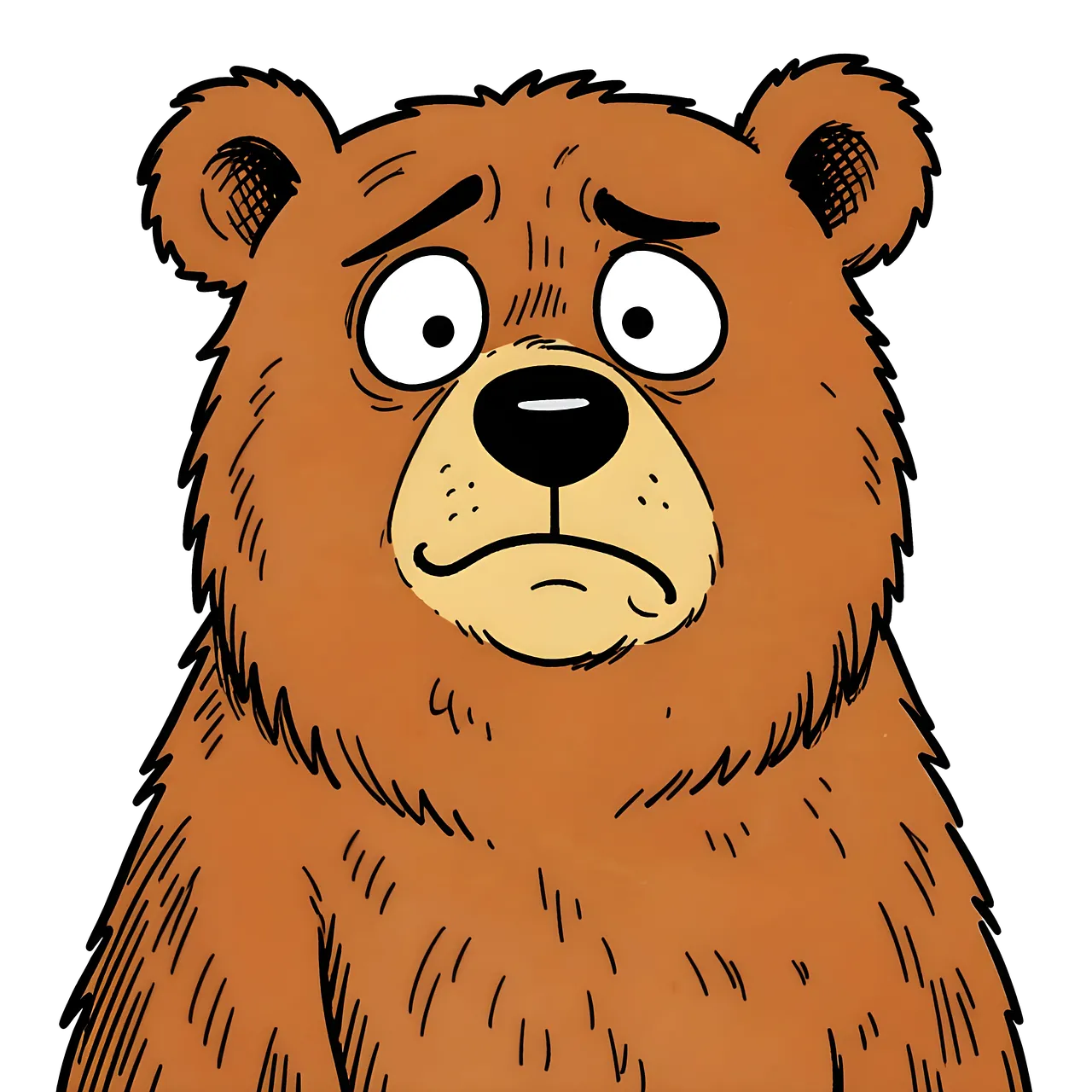 Humorous Cartoon Bear: A Relatable Glimpse of Animal Anxiety