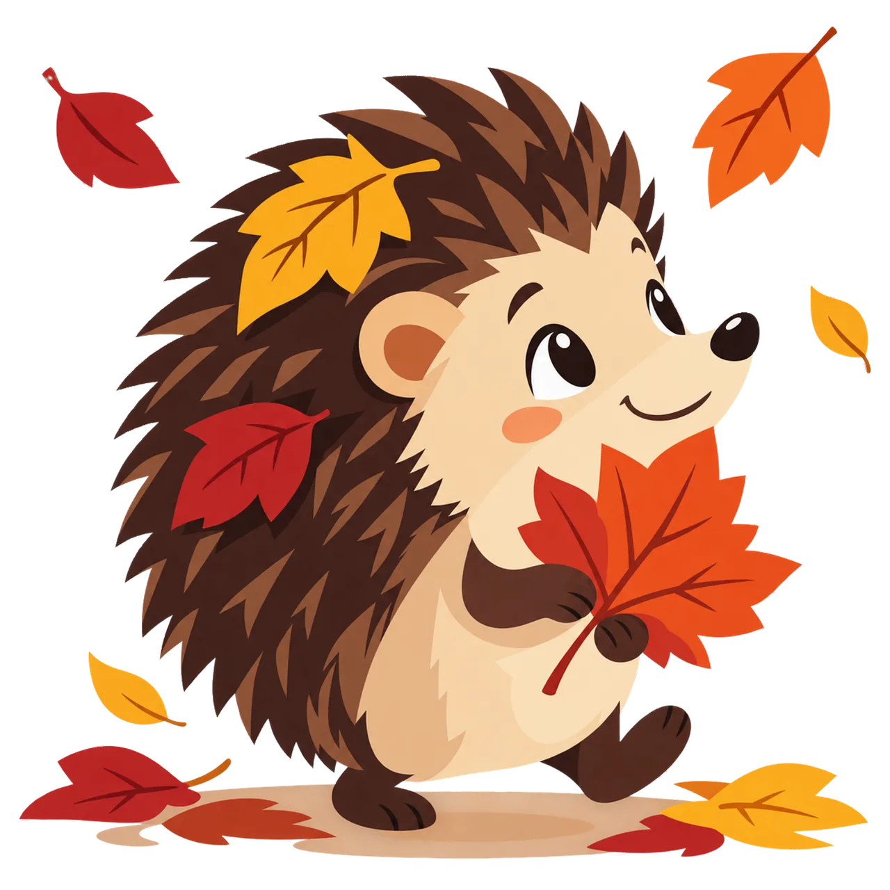 Charming Autumn Hedgehog with Vibrant Maple Leaves
