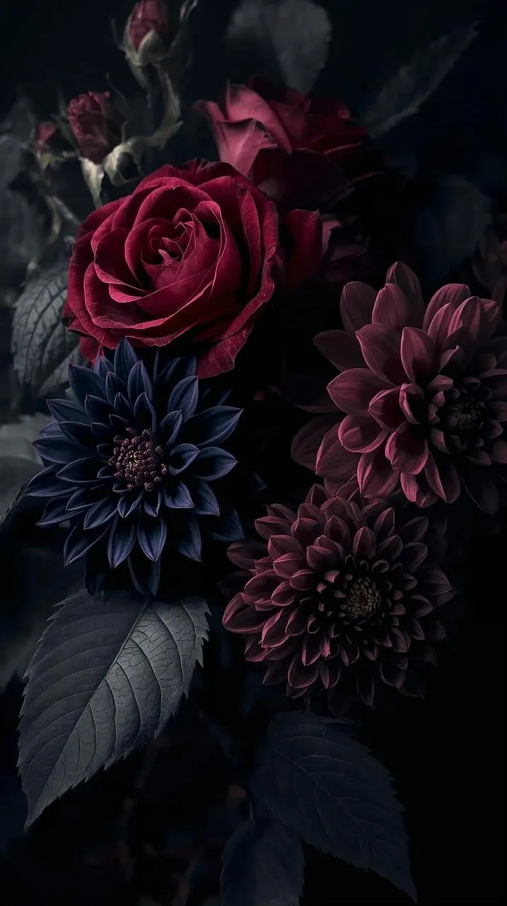 Dramatic Dark Floral Bloom: A Symphony of Deep Hues