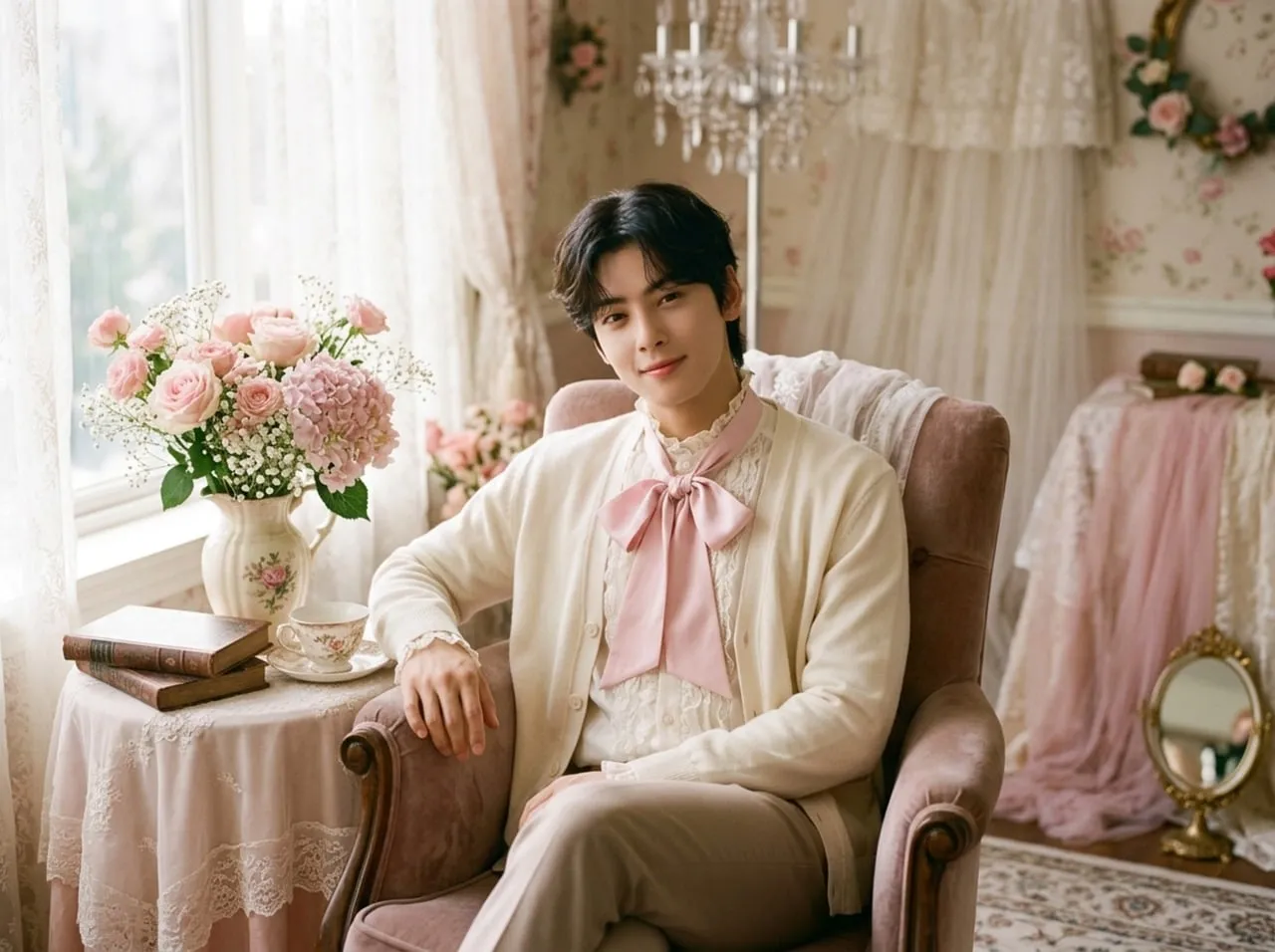 Charming Portrait in a Romantic Floral Setting