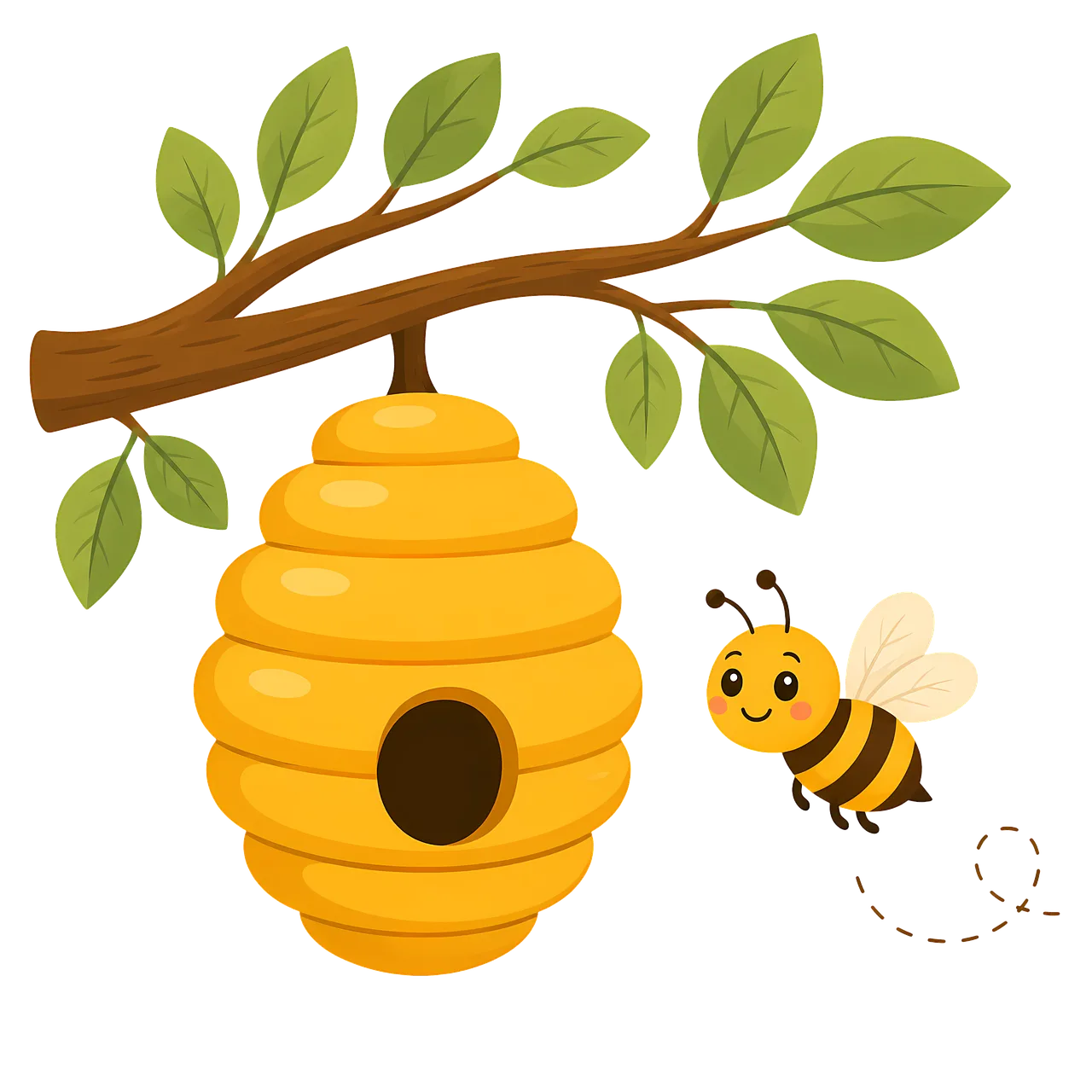 Charming Bee & Golden Hive: A Whimsical Woodland Scene