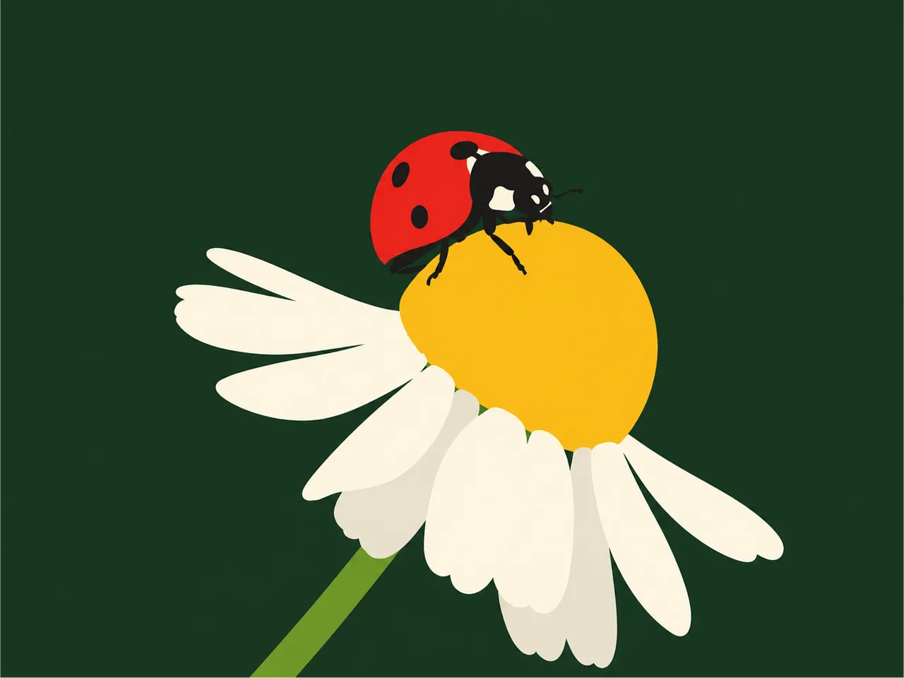 Minimalist Ladybug on Daisy: A Springtime Delight