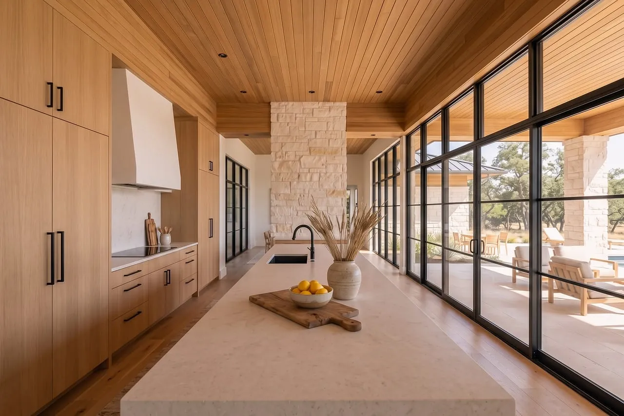 Stunning Modern Kitchen with Mountain Views and Open Space