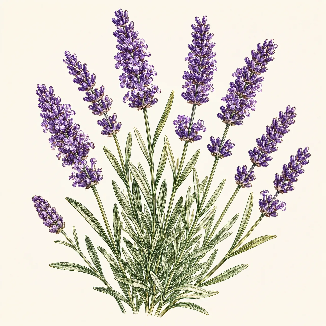Exquisite Botanical Illustration of Aromatic Lavender Blooms