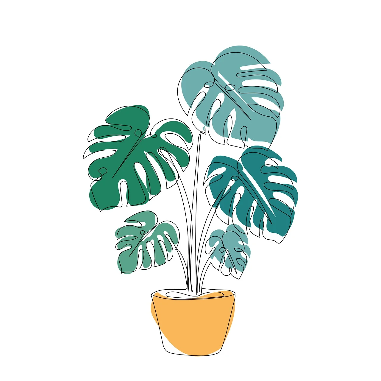 Minimalist Monstera: Boho Botanical Line Art Background