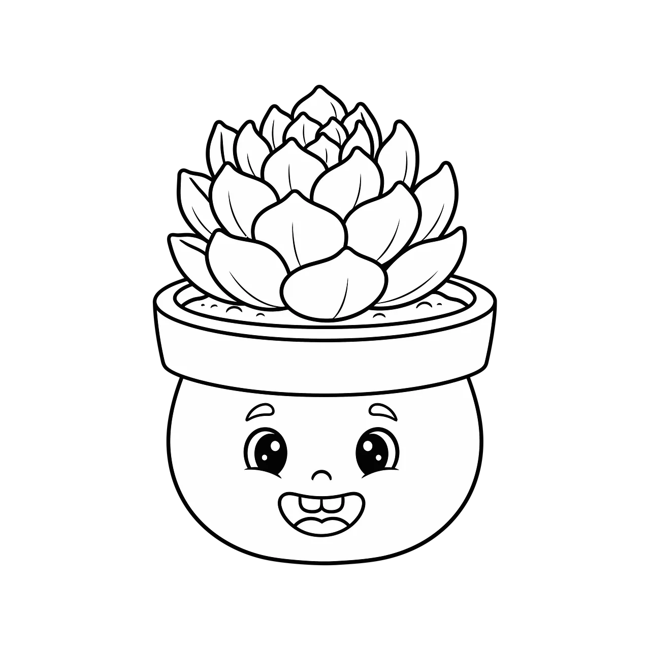 Charming Smiling Succulent: Adorable Houseplant Character Doodle
