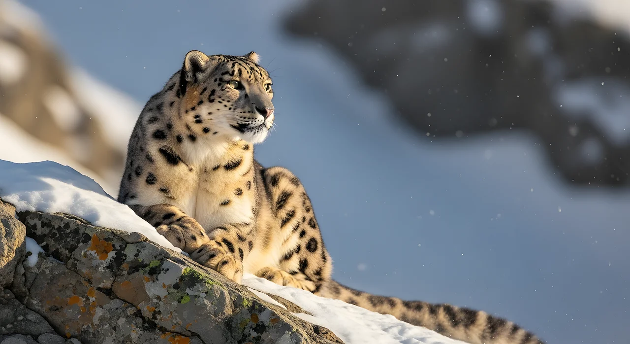 Majestic Snow Leopard: Apex Predator in Winter's Embrace