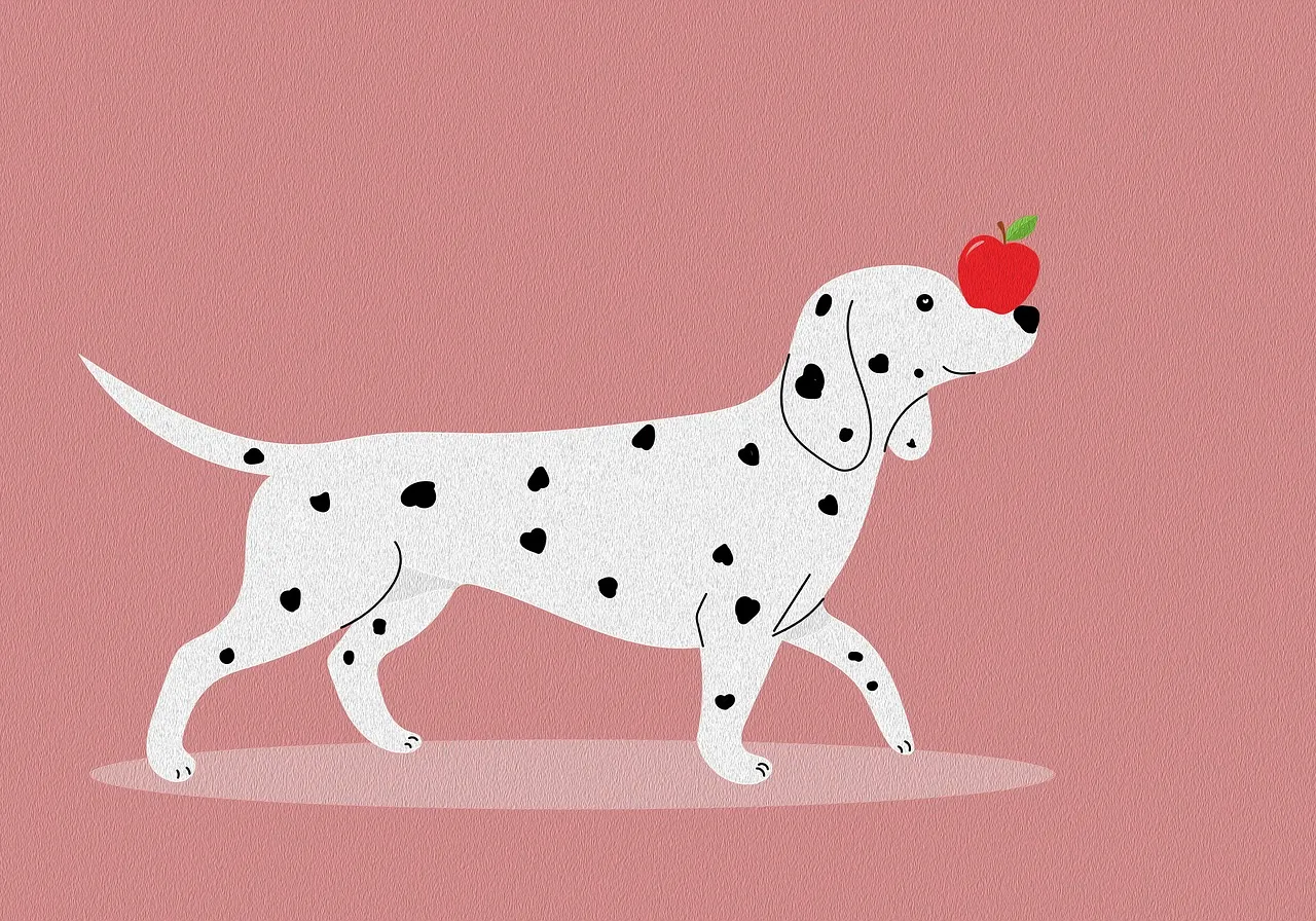 Charming Dalmatians: Playful Apple Balance Act