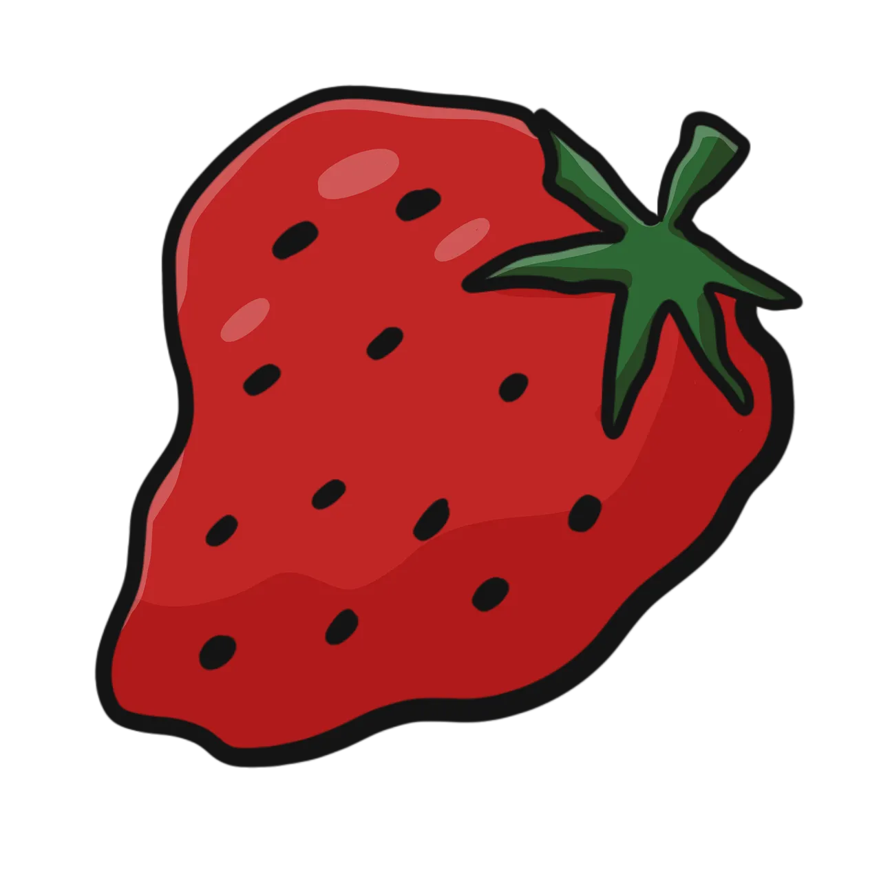 Vibrant Cartoon Strawberry Icon: Sweet and Playful Fruit Illustration