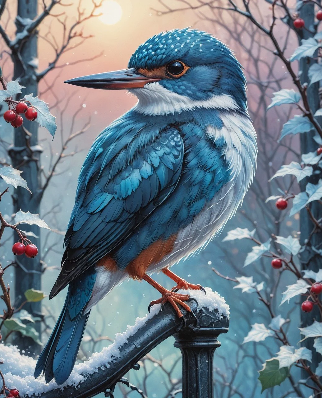 Stunning Winter Kingfisher: A Jewel in the Snowy Landscape