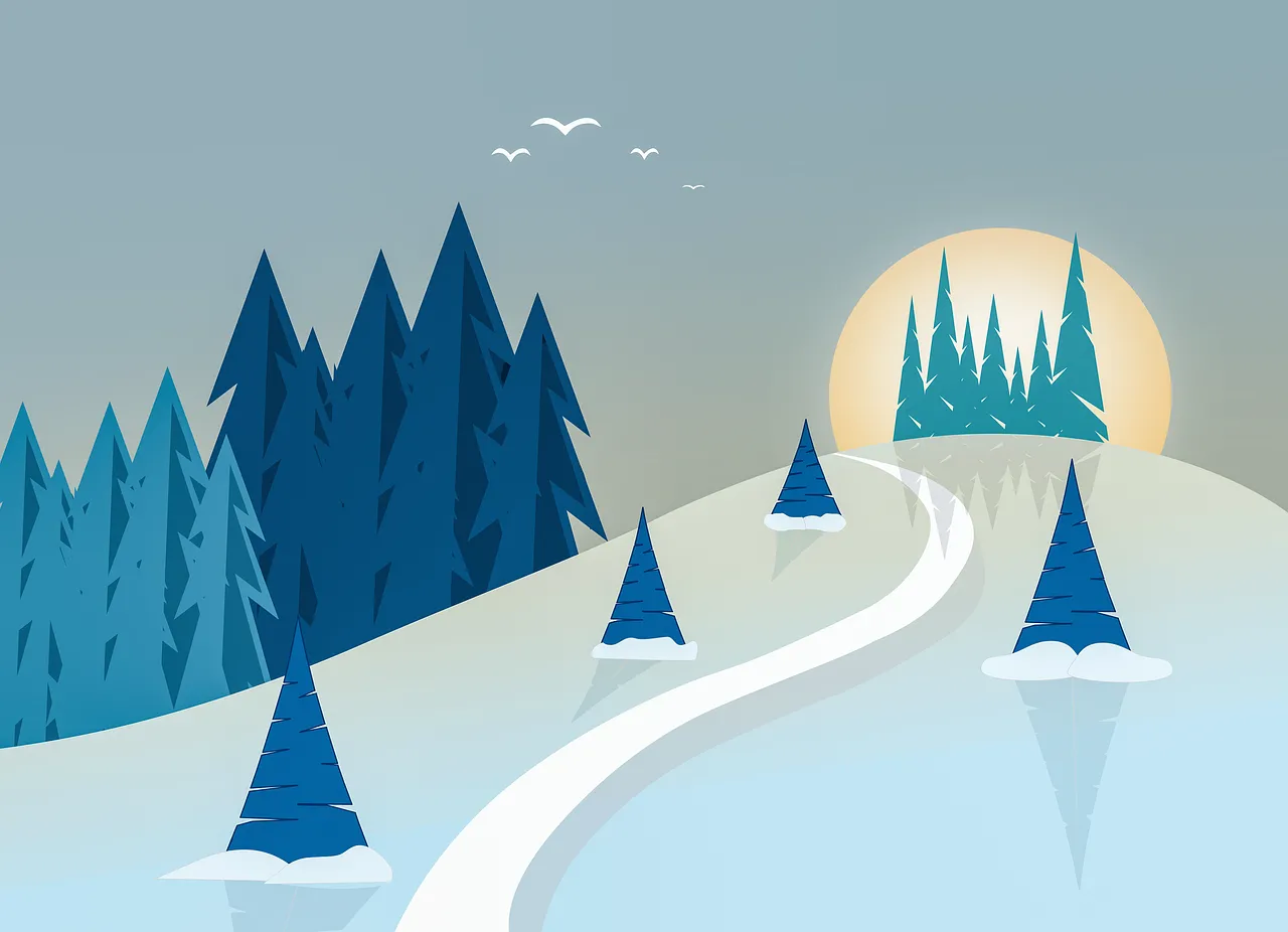 Serene Winter Sunset: Abstract Forest Landscape