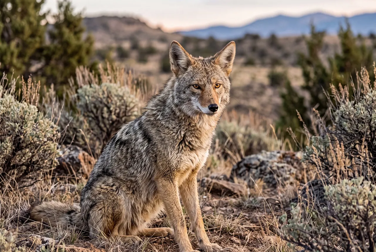 Majestic Coyote: Predator of the American Wilderness at Sunset