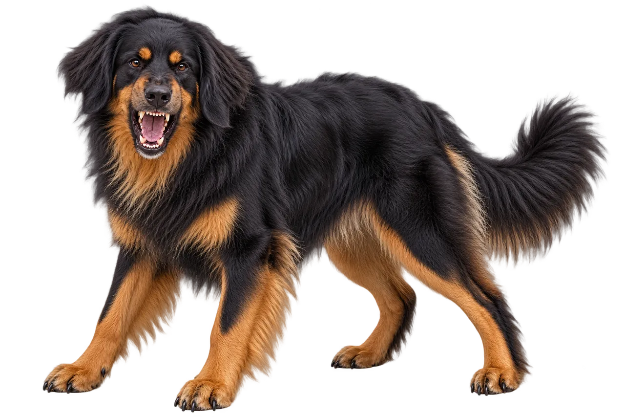Intense Hovawart Guard Dog: Majestic Black and Tan Protector