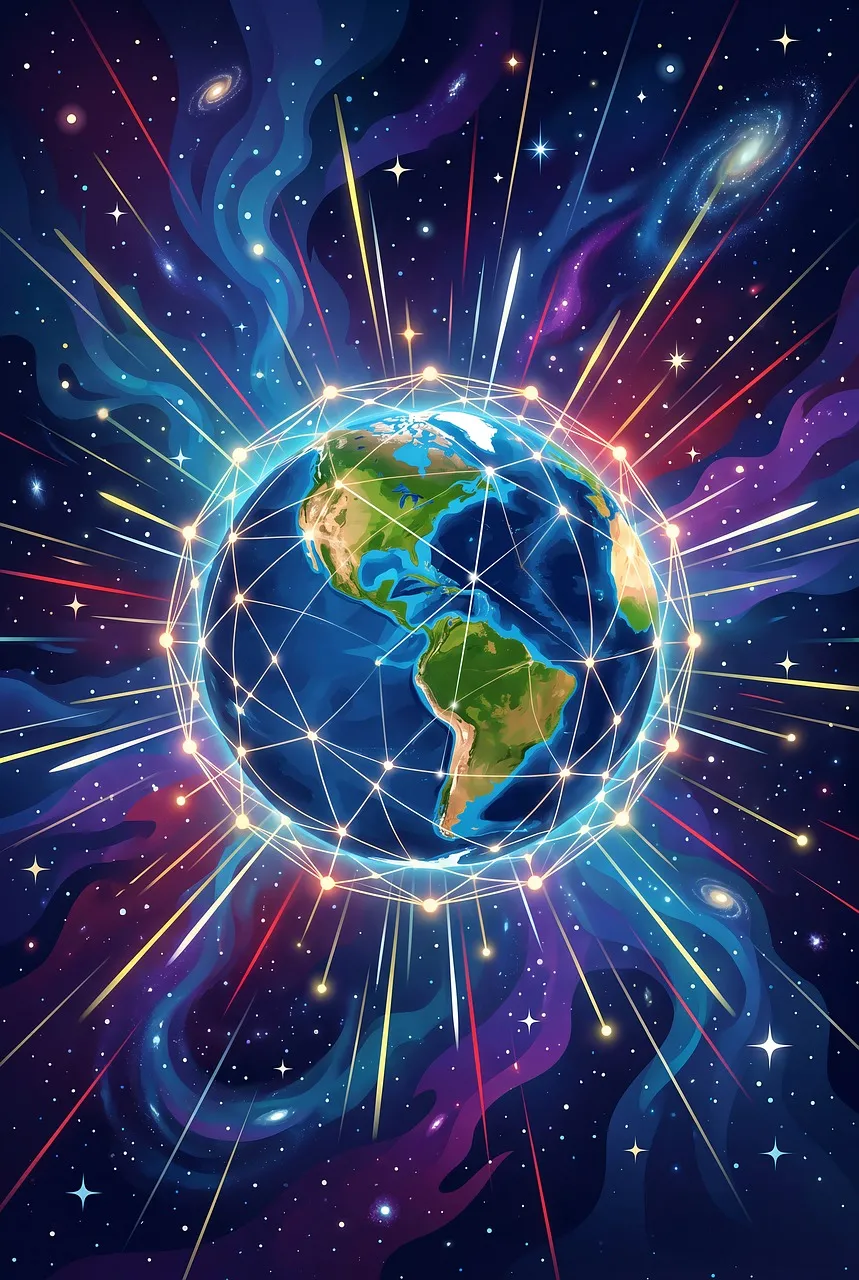 Vibrant Cosmic Earth: Interconnected Future Vision