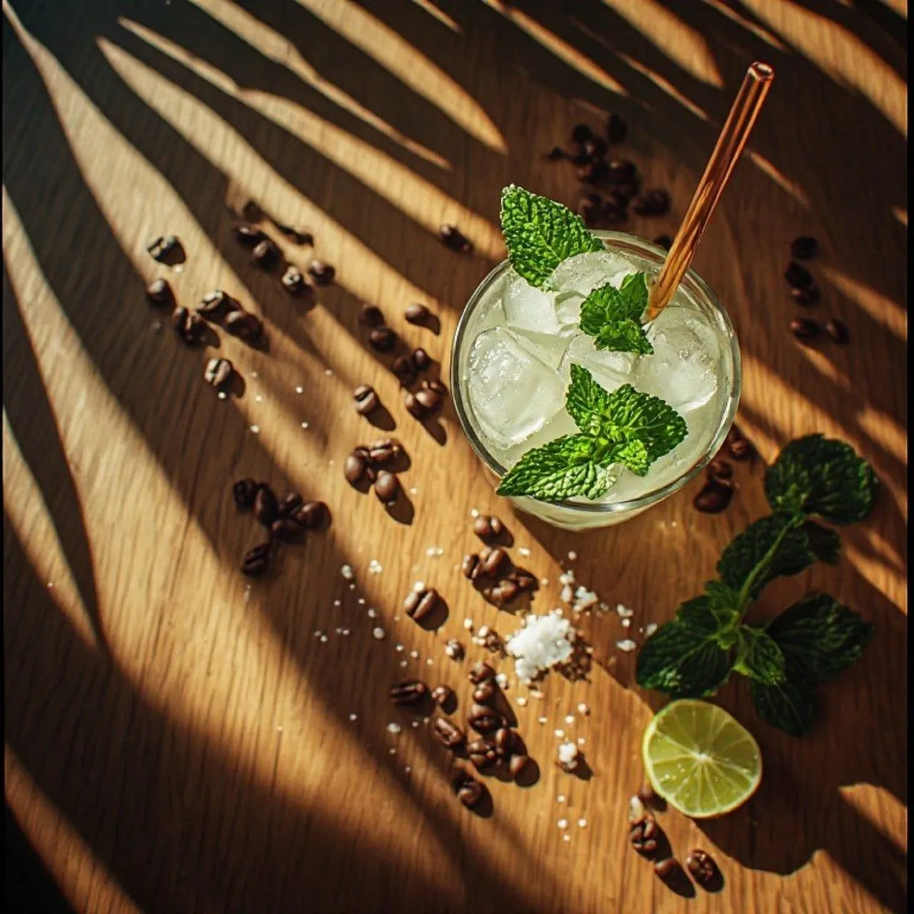 Vibrant Minty Delight: Refreshing Non-Alcoholic Cocktail in Sunlight