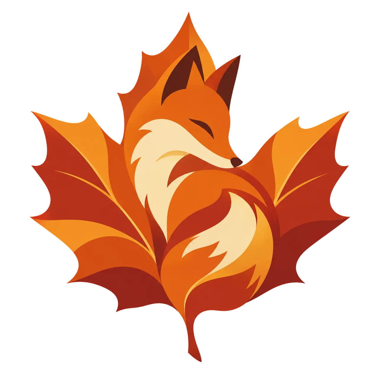 Charming Autumn Fox: Serene Woodland Slumber on a Maple Leaf