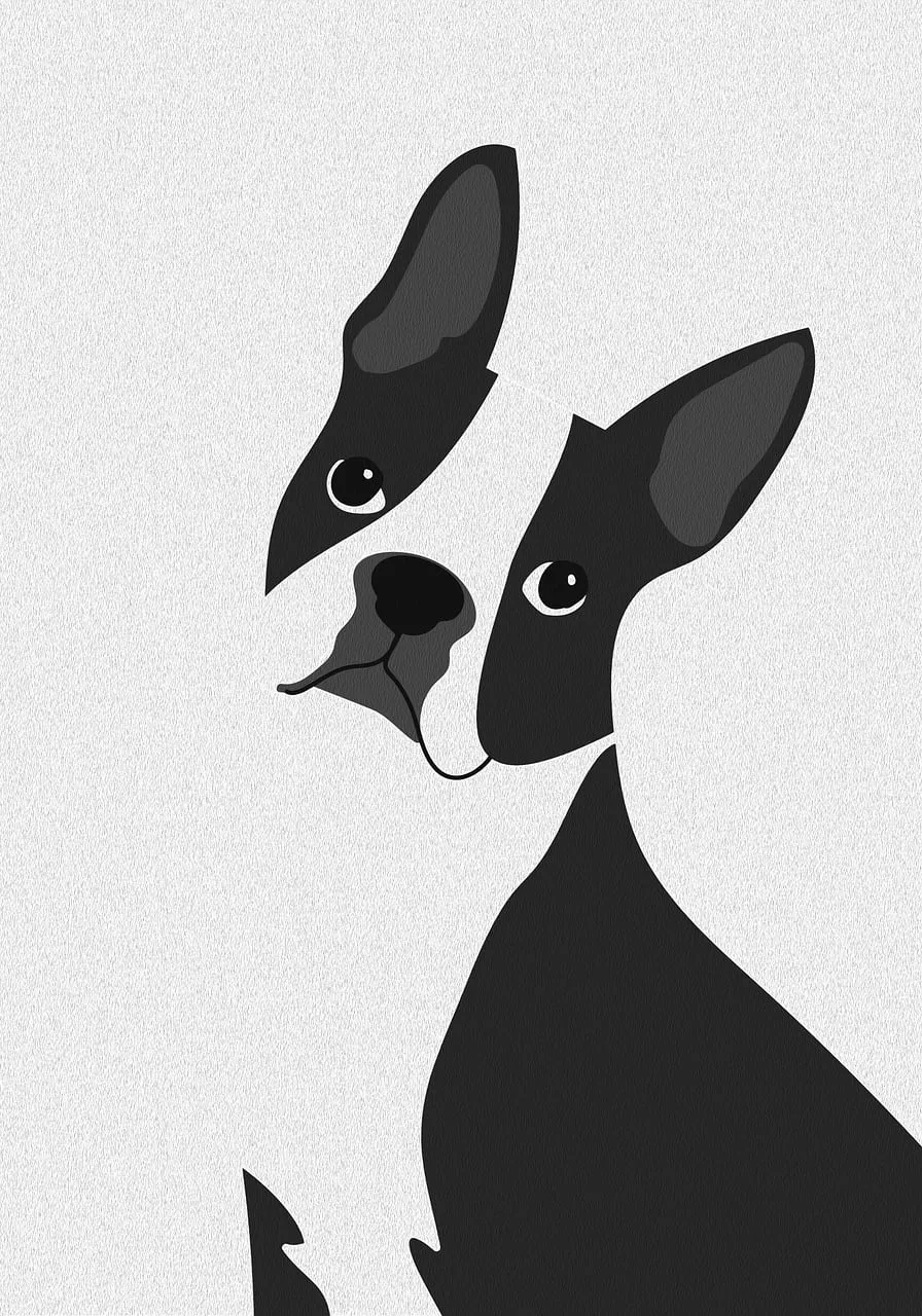 Minimalist Terrier Art: Striking Black and White Dog Portrait