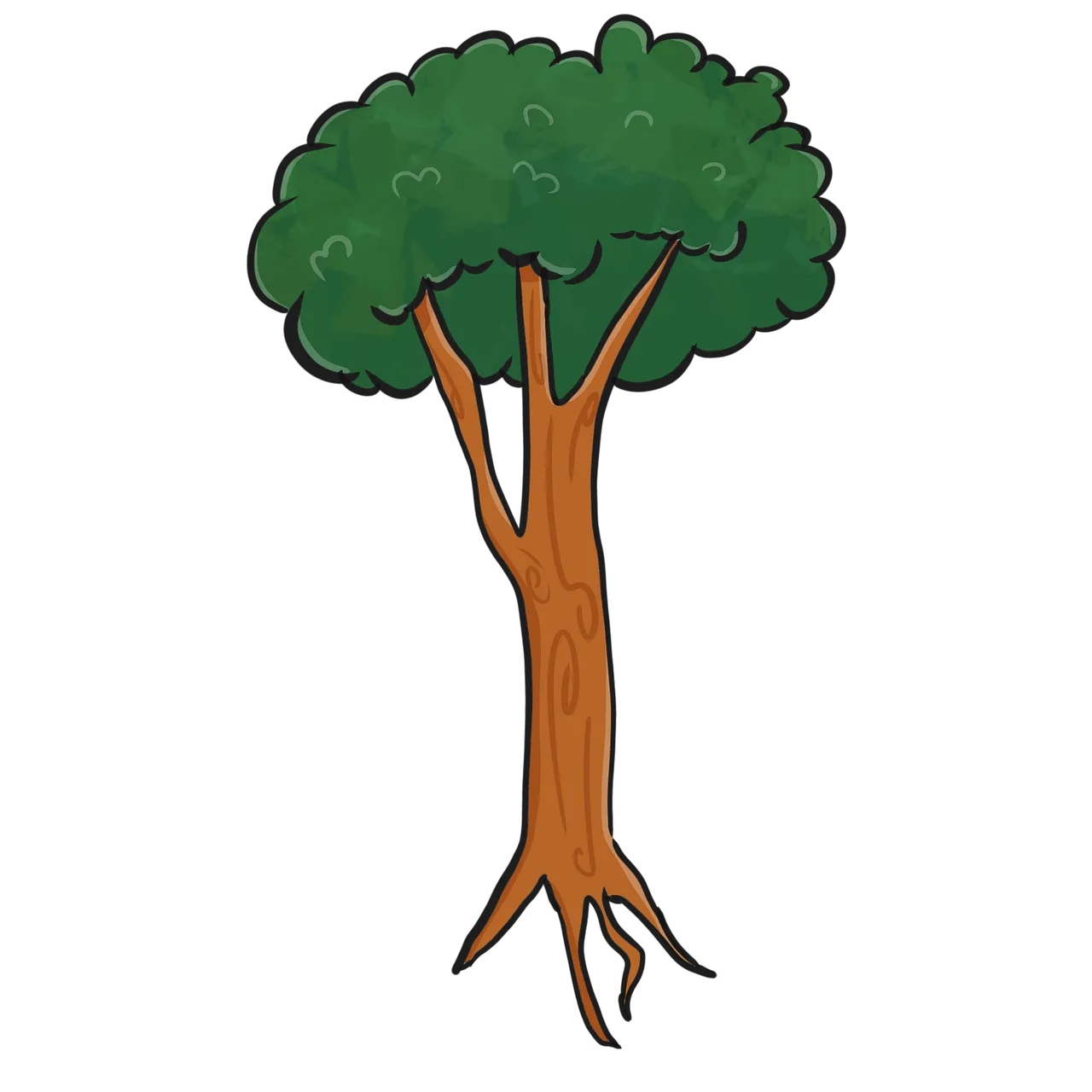 Vibrant Cartoon Tree Illustration with Lush Foliage