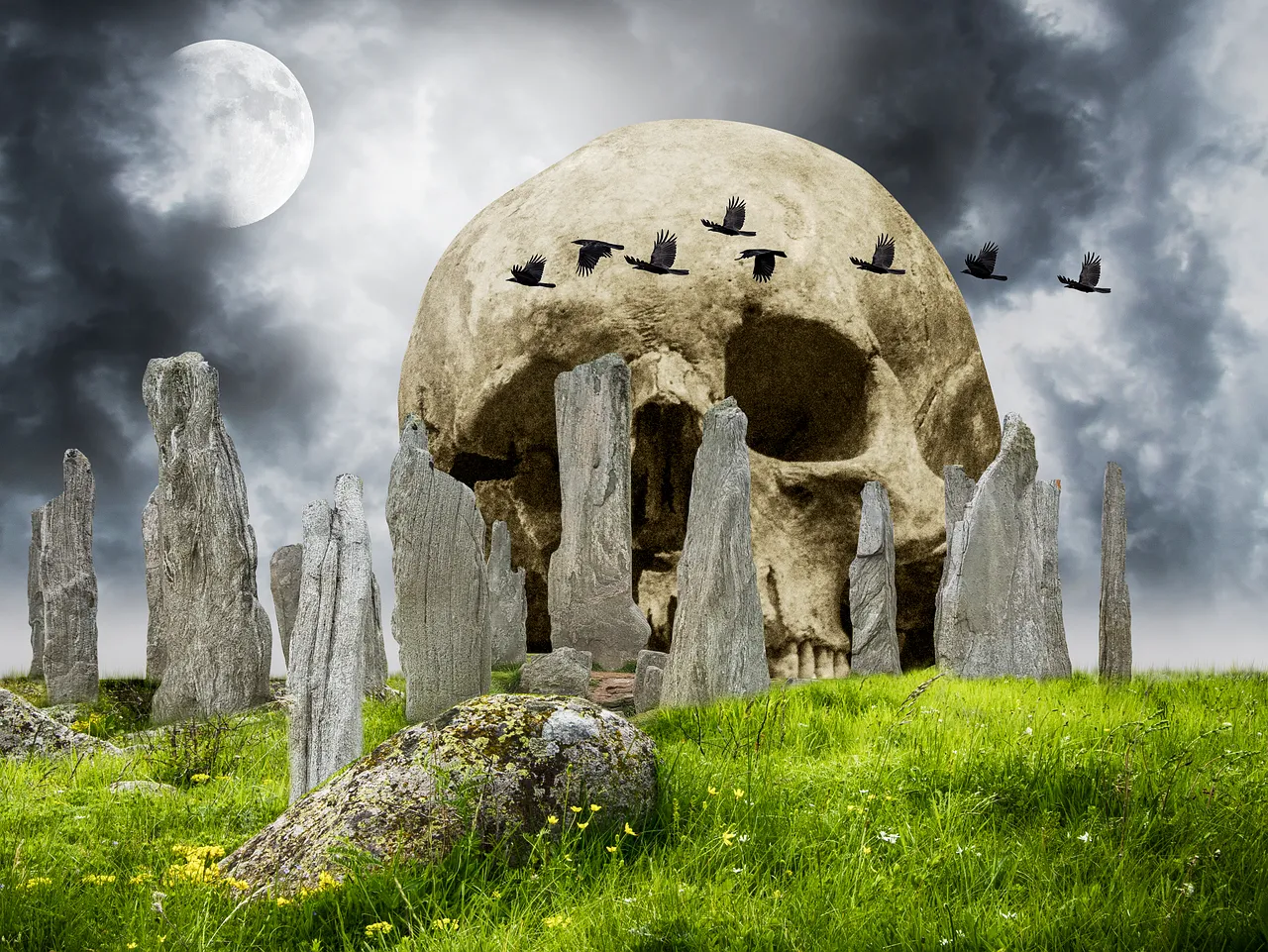 Mysterious Skull Mountain: Gothic Fantasy Landscape