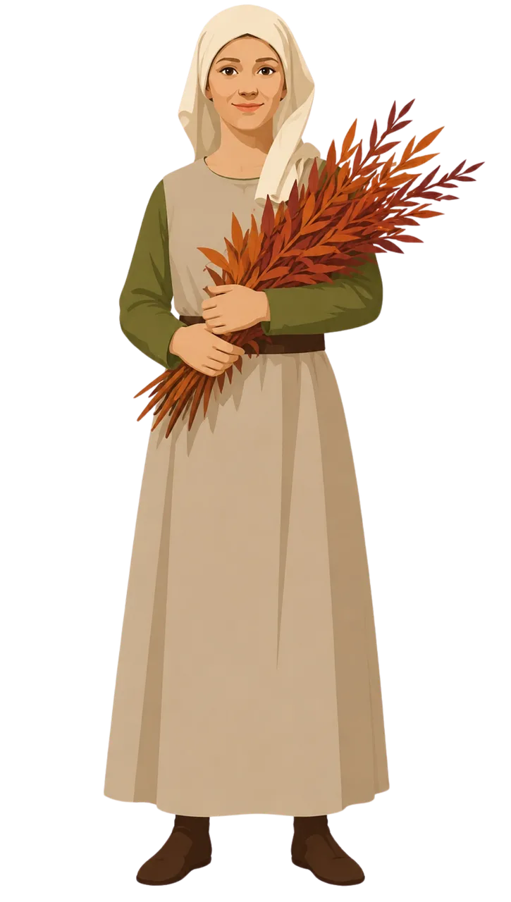 Rustic Autumn Portrait: Serene Woman with Fall Foliage