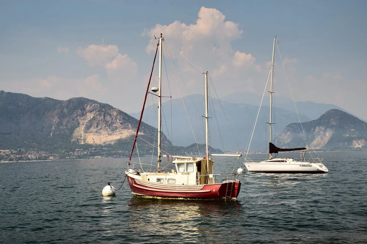 Serene Lake Maggiore: Yachts & Mountains Under a Sunny Sky