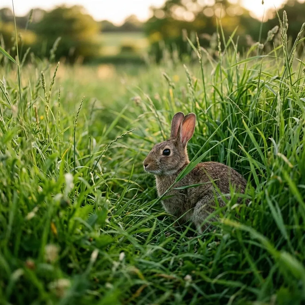 Enchanting Meadow Rabbit: Golden Hour Serenity in Nature