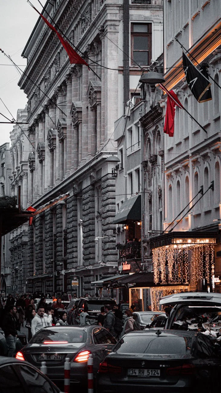 Vibrant City Life: A Bustling Street Scene