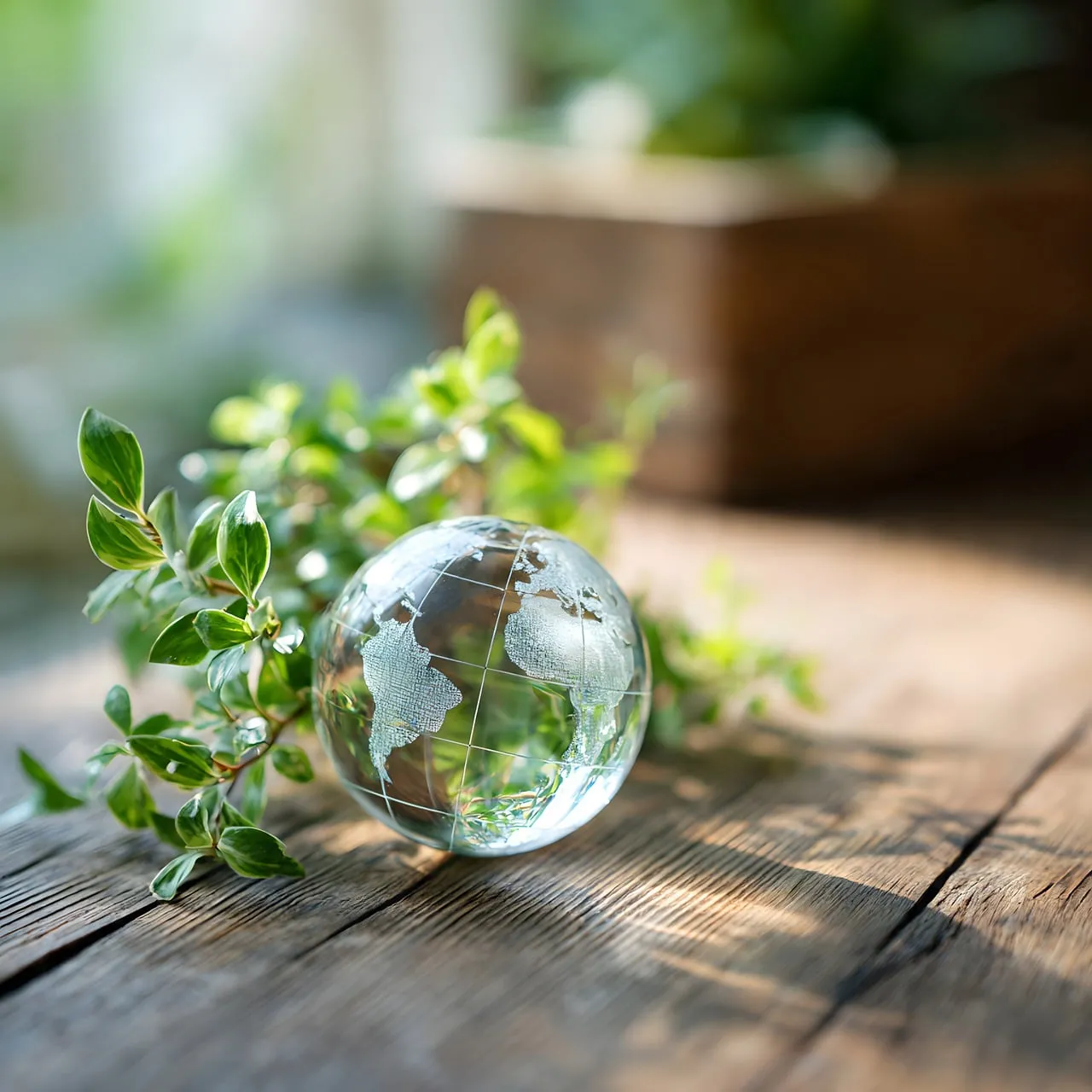 Vibrant Earth: Crystal Globe Amidst Lush Greenery