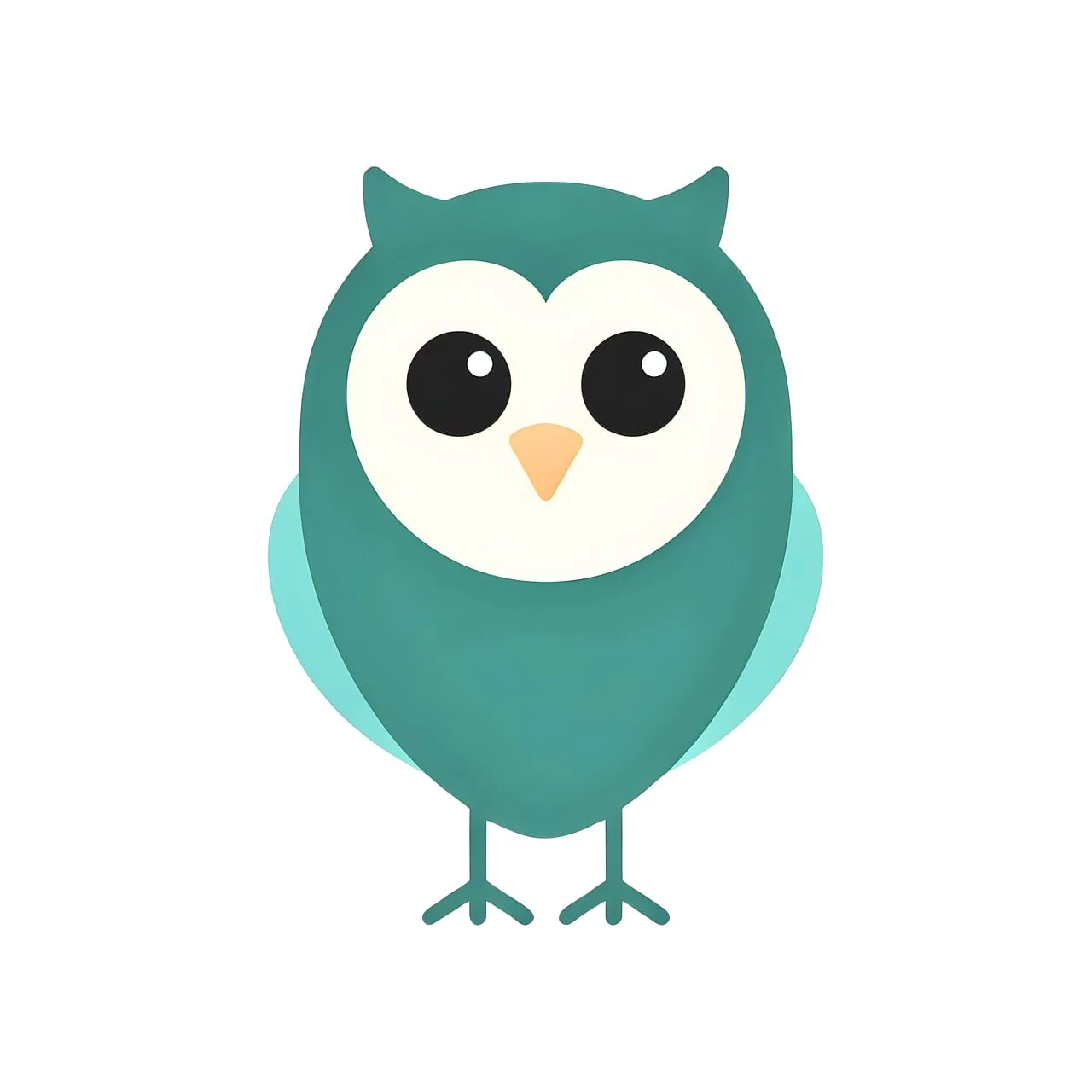 Charming Cartoon Owl: Simple Blue Animal Illustration