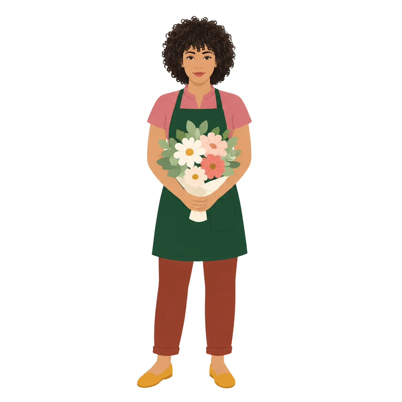 Charming Florist with Freshly Arranged Bouquet