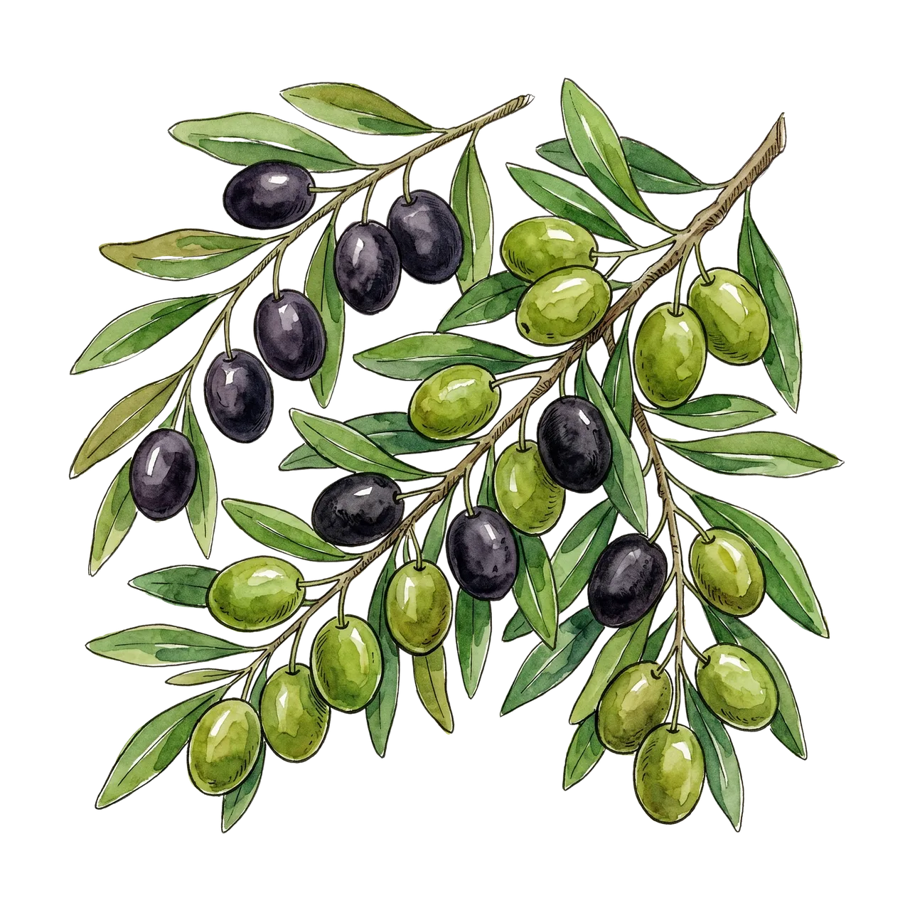 Vibrant Olive Branch Art: Nature's Mediterranean Bounty