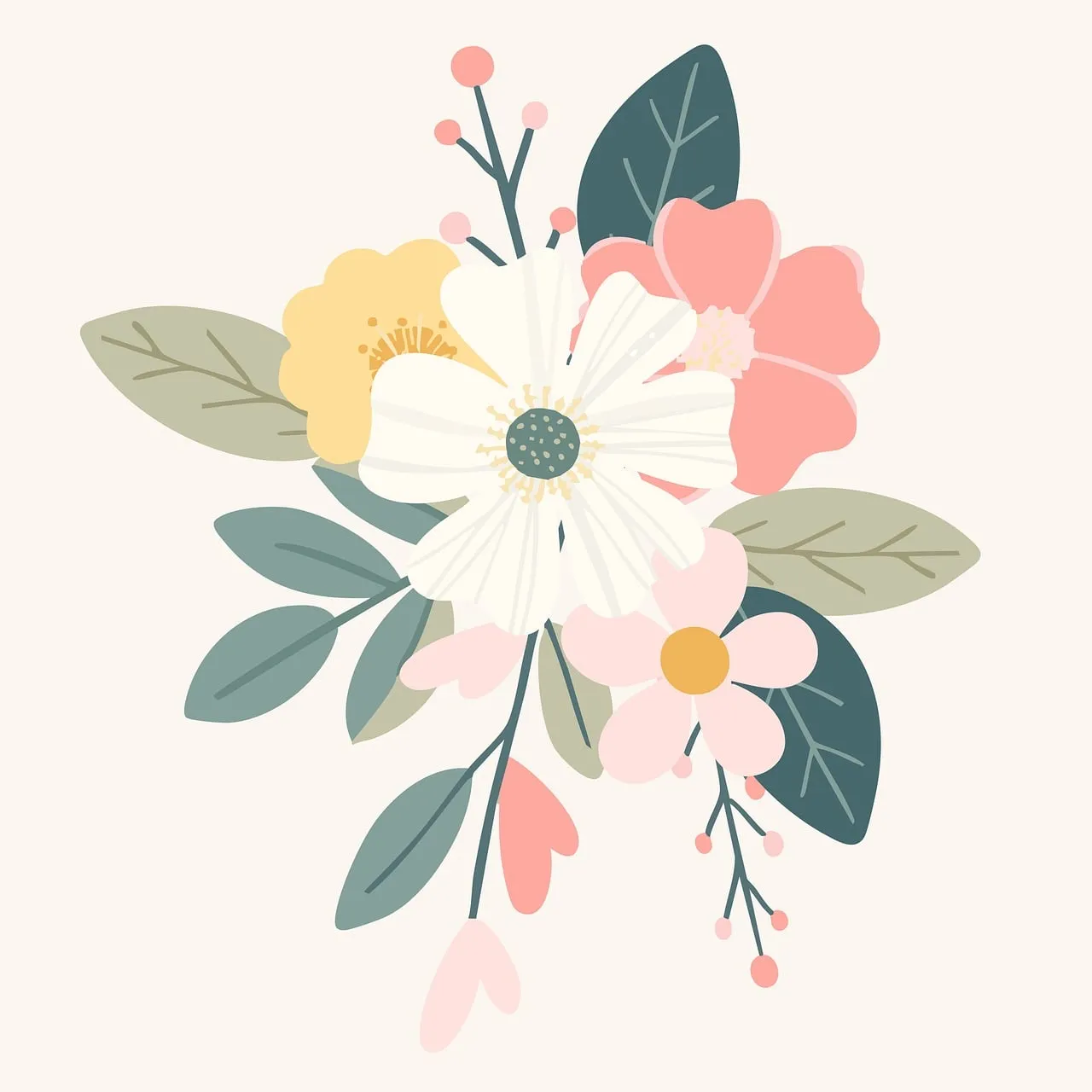 Elegant Hand-Drawn Floral Bouquet for Spring