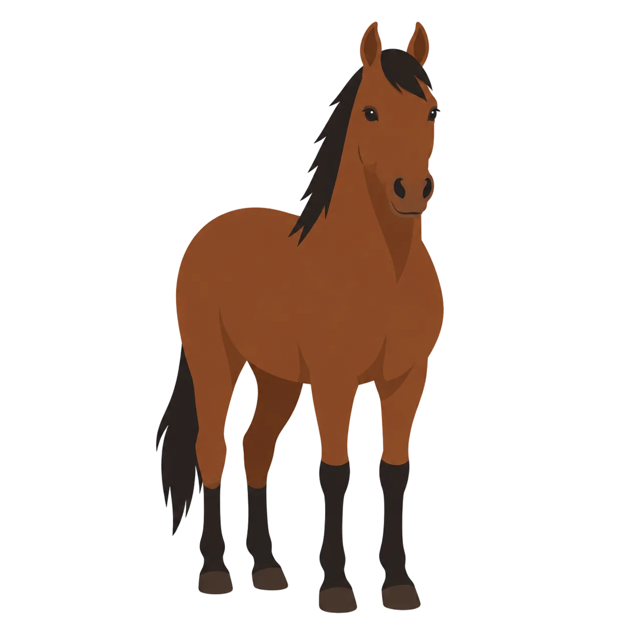 Charming Brown Horse Illustration: Friendly Farm Animal Design