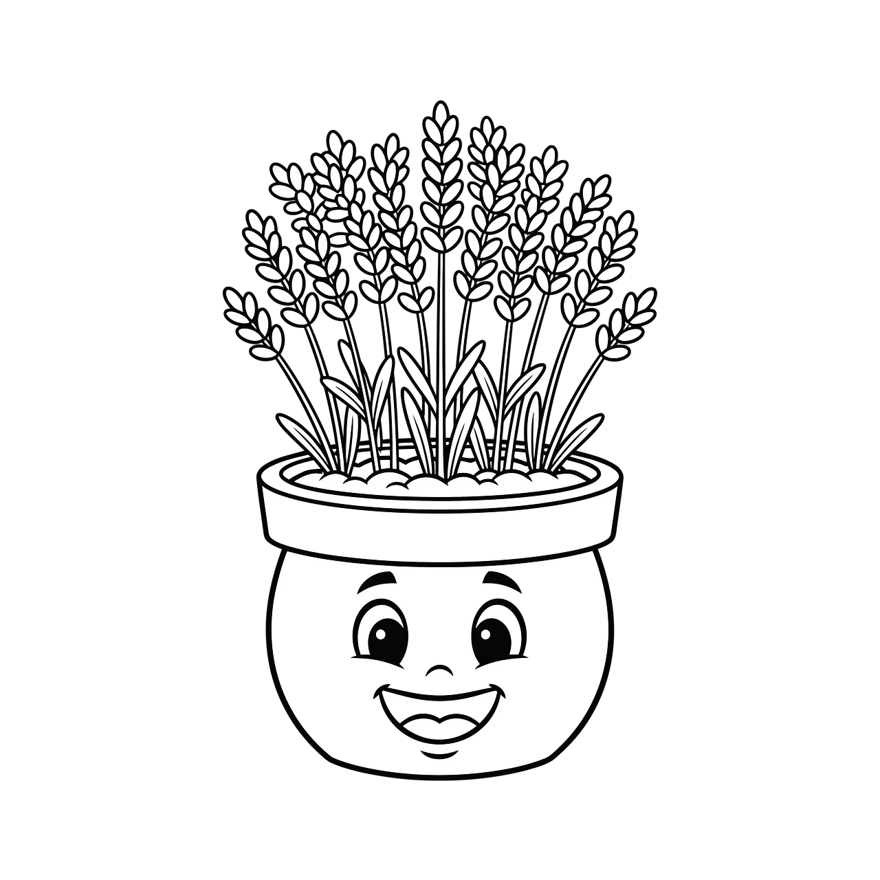 Charming Smiling Plant Pot Cartoon Illustration